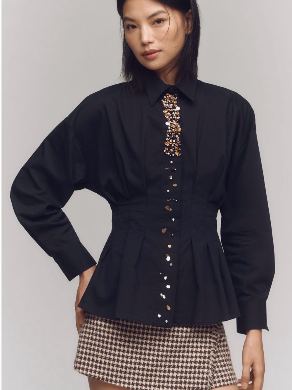 The Tobie Pleated Blouse by Exquise, NWT, Size XSmall